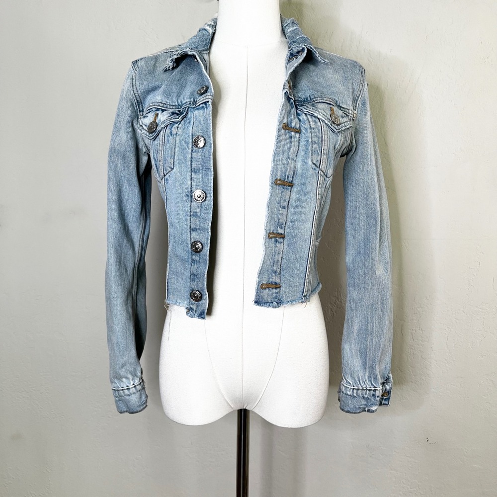 H&M Coachella Denim Jacket Distressed Cropped Jean Jacket Festival XS?